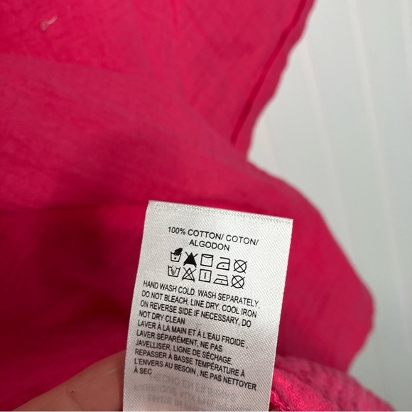 Lucky Brand Top Large Hot Pink Women’s Solid Gauzenspring Summer Casual Tee - Picture 5 of 6